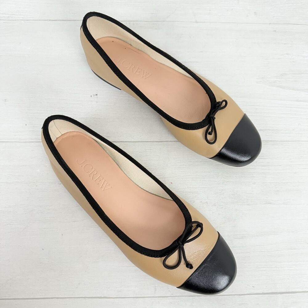 J. Crew Tan and Black Flats